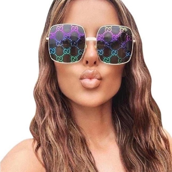 Gucci Accessories - New Gucci Oversized GG Rainbow logo sunglasses.